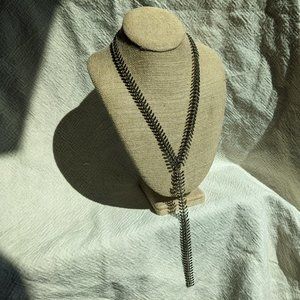 Metal Fishbone Lariat Necklace
